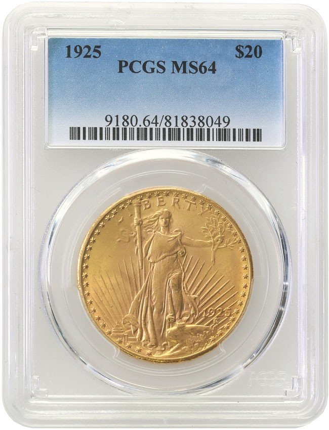 USA. 20 dolarów 1925 Filadelfia PCGS MS64
